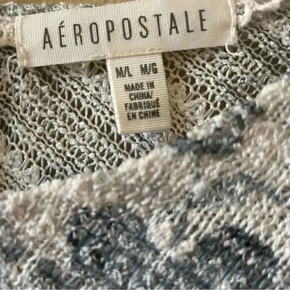 Aeropostale Poncho Boho Fringe Cropped Tassels Gray Women Top Cover-up SZ M/L - Picture 8 of 13